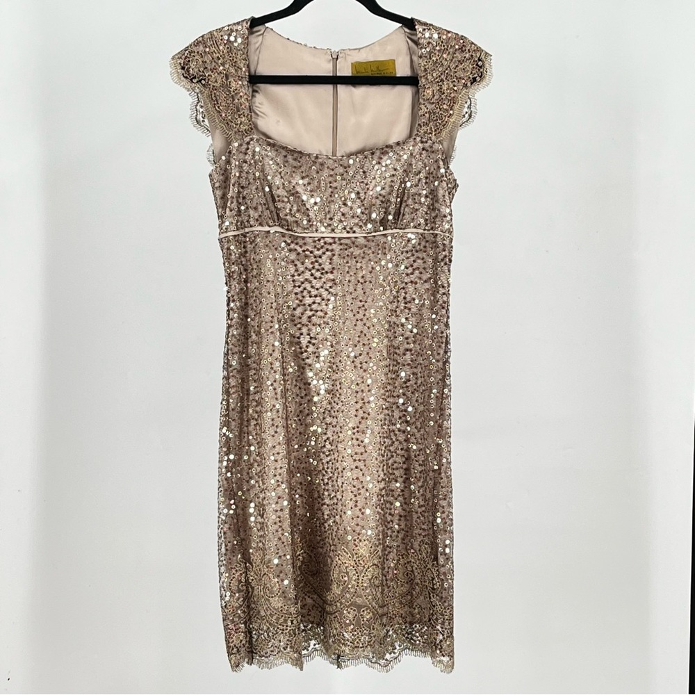 Nicole Miller Gold Sequin Mini Dress